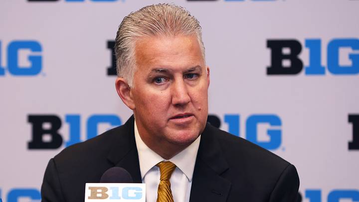 Oct 3, 2024; Rosemont, IL, USA; Purdue head coach Matt Painter takes a question at the podium during the 2024 Big Ten Men’s Basketball media day at Donald E. Stephens Convention Center. Mandatory Credit: Melissa Tamez-Imagn Images Oct 3, 2024; Rosemont, IL, USA; Purdue head coach Matt Painter takes a question at the podium during the 2024 Big Ten Men’s Basketball media day at Donald E. Stephens Convention Center. Mandatory Credit: Melissa Tamez-Imagn Images