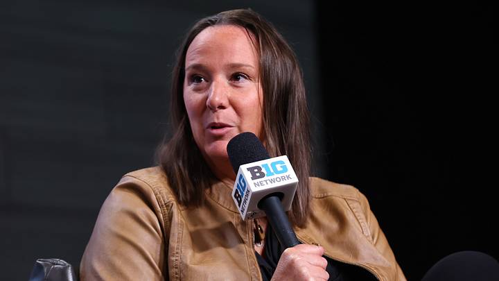 Purdue head coach Katie Gearlds speaks. Purdue head coach Katie Gearlds speaks.