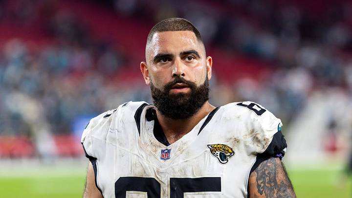 Nov 23, 2025; Glendale, Arizona, USA; Jacksonville Jaguars offensive lineman Patrick Mekari (65) against the Arizona Cardinals at State Farm Stadium. Mandatory Credit: Mark J. Rebilas-Imagn Images Nov 23, 2025; Glendale, Arizona, USA; Jacksonville Jaguars offensive lineman Patrick Mekari (65) against the Arizona Cardinals at State Farm Stadium. Mandatory Credit: Mark J. Rebilas-Imagn Images