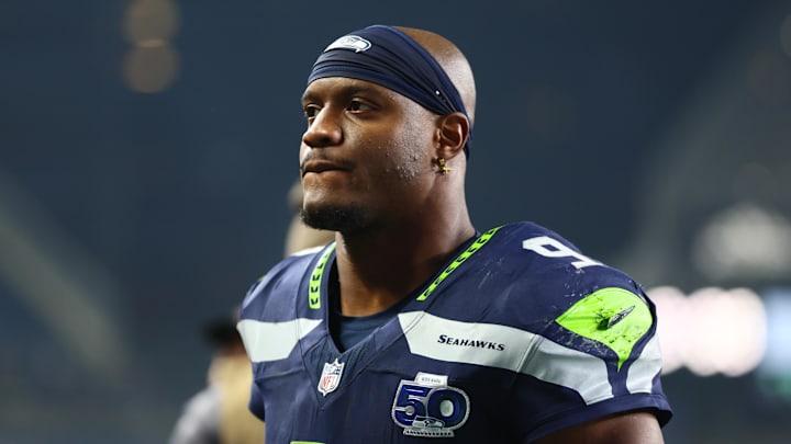 Seattle Seahawks running back Kenneth Walker III (9) leaves the field following an NFC Divisional Round game against the San Francisco 49ers at Lumen Field. 