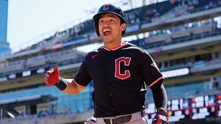 Sep 13, 2026; Minneapolis, Minnesota, USA; Cleveland Guardians left fielder Steven Kwan (38) celebrates his solo home run against the Minnesota Twins in the first inning at Target Field. Mandatory Credit: Bruce Kluckhohn-Imagn Images Sep 13, 2026; Minneapolis, Minnesota, USA; Cleveland Guardians left fielder Steven Kwan (38) celebrates his solo home run against the Minnesota Twins in the first inning at Target Field. Mandatory Credit: Bruce Kluckhohn-Imagn Images
