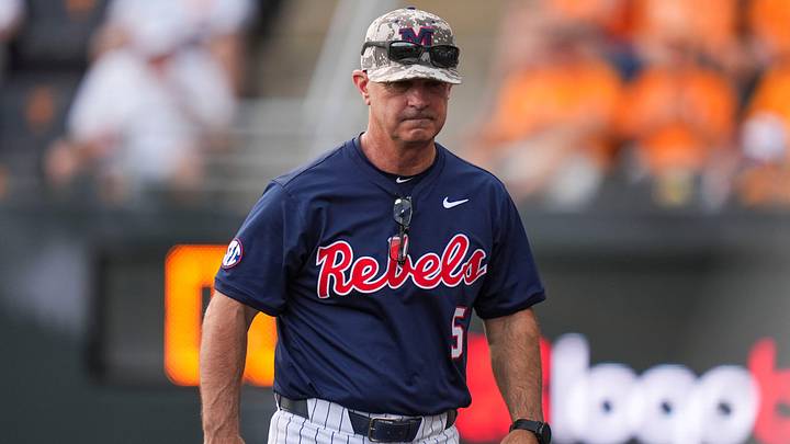 Ole Miss coach Mike Bianco during a NCAA baseball game between Tennessee and Ole Miss at Lindsey Nelson Stadium on April 18, 2026. Ole Miss coach Mike Bianco during a NCAA baseball game between Tennessee and Ole Miss at Lindsey Nelson Stadium on April 18, 2026.