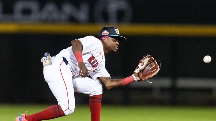 Nov 9, 2025; Mesa, AZ, USA; Boston Red Sox infielder Stanley Tucker during the Arizona Fall League Fall Stars Game at Sloan Park. Mandatory Credit: Mark J. Rebilas-Imagn Images