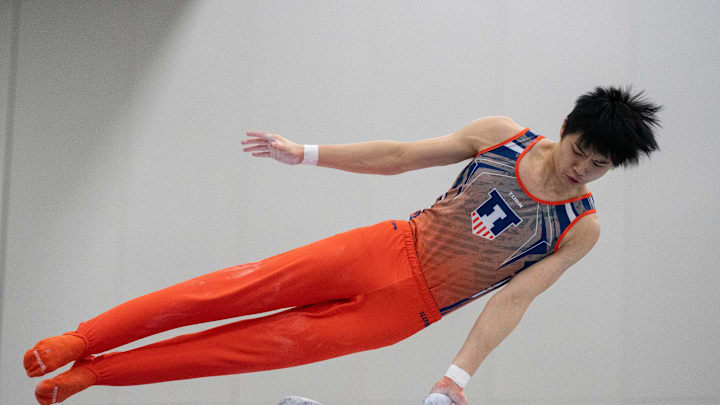 Brandon Dang competes in the pommel horse on Sunday, Feb. 25, 2024 during the Winter Cup Men   s Day 2 Competition at the Kentucky International Convention Center.