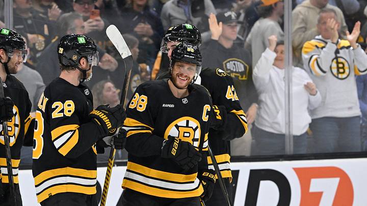 Oct 8, 2026; Boston, Massachusetts, USA; Boston Bruins right wing David Pastrnak (88) reacts after scoring a power play goal against the Utah Mammoth during the first period at TD Garden. Mandatory Credit: Eric Canha-Imagn Images Oct 8, 2026; Boston, Massachusetts, USA; Boston Bruins right wing David Pastrnak (88) reacts after scoring a power play goal against the Utah Mammoth during the first period at TD Garden. Mandatory Credit: Eric Canha-Imagn Images
