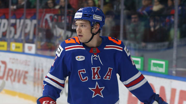 Devils rookie forward Arseny Gritsyuk playing for SKA Saint Petersburg in the Kontinental Hockey League. Devils rookie forward Arseny Gritsyuk playing for SKA Saint Petersburg in the Kontinental Hockey League.