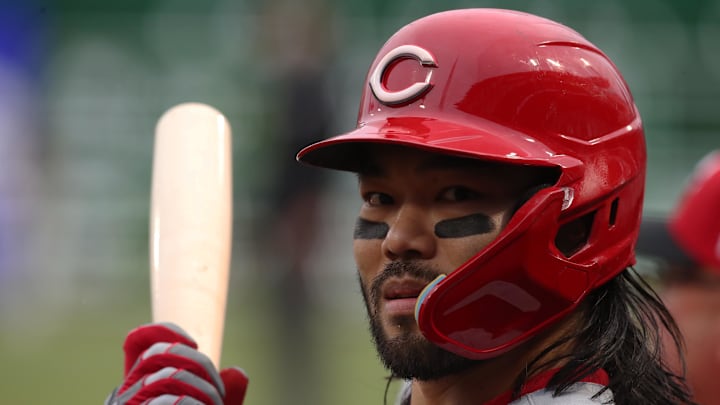 Connor Joe (17) waits to bat in the dugout against the Pittsburgh Pirates during the second inning at PNC Park. 
