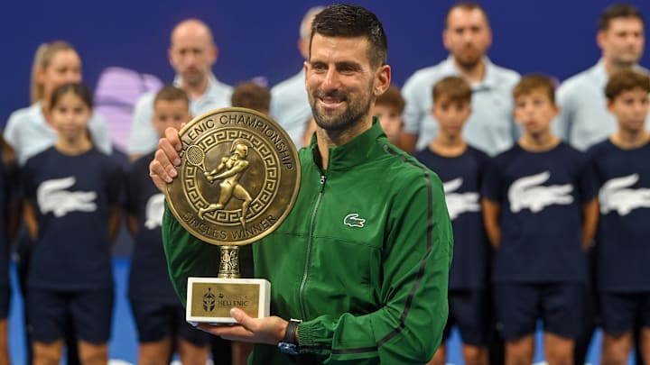 Novak Djokovic won his 101st title at the Hellenic Championship in Athens. Novak Djokovic won his 101st title at the Hellenic Championship in Athens.