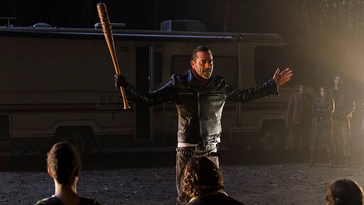 Lauren Cohan as Maggie Greene; Andrew Lincoln as Rick Grimes; Sonequa Martin-Green as Sasha; Jeffrey Dean Morgan as Negan - The Walking Dead _ Season 6, Episode 16 - Photo Credit: Gene Page/AMC Lauren Cohan as Maggie Greene; Andrew Lincoln as Rick Grimes; Sonequa Martin-Green as Sasha; Jeffrey Dean Morgan as Negan - The Walking Dead _ Season 6, Episode 16 - Photo Credit: Gene Page/AMC