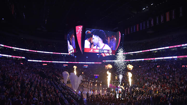Mar 12, 2023; Nashville, TN, USA;  Alabama Crimson Tide and Texas A&M Aggies introductions