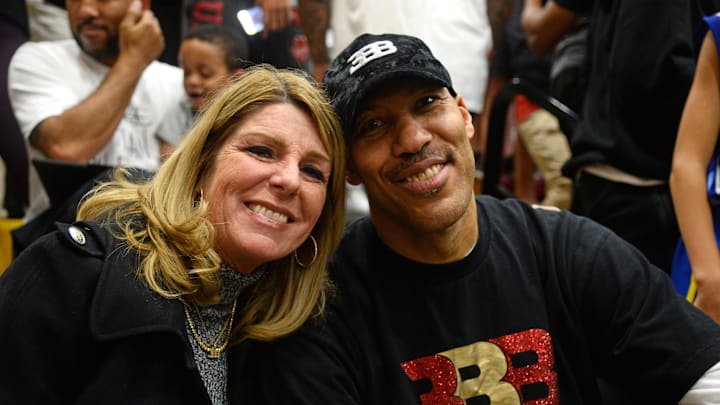 Dec 7, 2018; Phoenix, AZ, USA; Tina Ball and LaVar Ball pose for a photo during the game between Spire Institute and Bella Vista Prep at Chaparral High School. Mandatory Credit: Joe Camporeale-Imagn Images Dec 7, 2018; Phoenix, AZ, USA; Tina Ball and LaVar Ball pose for a photo during the game between Spire Institute and Bella Vista Prep at Chaparral High School. Mandatory Credit: Joe Camporeale-Imagn Images