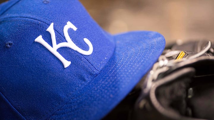 Aug 23, 2014; Arlington, TX, USA; A view of a Kansas City Royals ball cap and logo during the game between the Texas Rangers and the Royals at Globe Life Park in Arlington. The Royals defeated the Rangers 6-3. Mandatory Credit: Jerome Miron-Imagn Images Aug 23, 2014; Arlington, TX, USA; A view of a Kansas City Royals ball cap and logo during the game between the Texas Rangers and the Royals at Globe Life Park in Arlington. The Royals defeated the Rangers 6-3. Mandatory Credit: Jerome Miron-Imagn Images