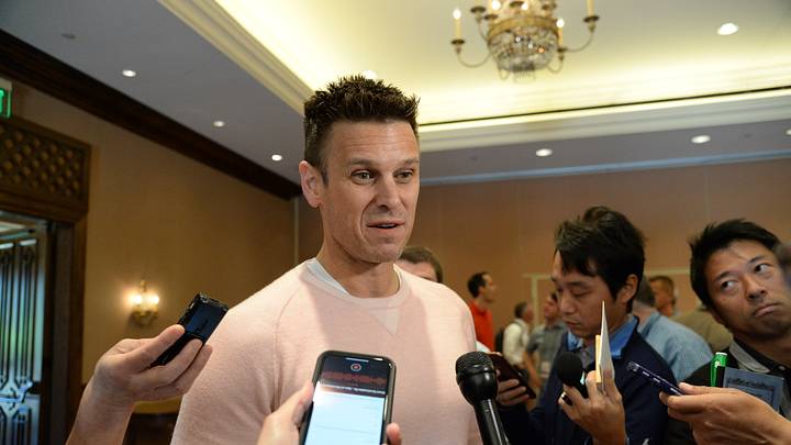 Nov 13, 2019; Scottsdale, AZ, USA; Seattle Mariners general manager Jerry Dipoto speaks with members of the media during general managers meetings at the Omni Scottsdale Resort & Spa at Montelucia Mandatory Credit: Joe Camporeale-USA TODAY Sports Nov 13, 2019; Scottsdale, AZ, USA; Seattle Mariners general manager Jerry Dipoto speaks with members of the media during general managers meetings at the Omni Scottsdale Resort & Spa at Montelucia Mandatory Credit: Joe Camporeale-USA TODAY Sports