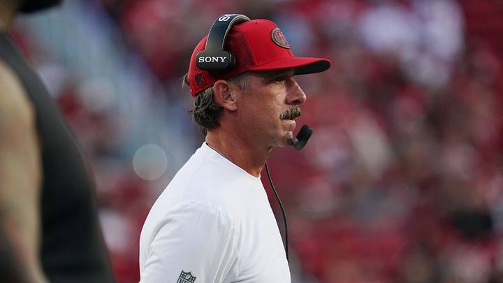 Aug 13, 2026; Santa Clara, California, USA; San Francisco 49ers head coach Kyle Shanahan watches the action in the second quarter against the Tennessee Titans at Levi's Stadium. Mandatory Credit: David Gonzales-Imagn Images Aug 13, 2026; Santa Clara, California, USA; San Francisco 49ers head coach Kyle Shanahan watches the action in the second quarter against the Tennessee Titans at Levi's Stadium. Mandatory Credit: David Gonzales-Imagn Images