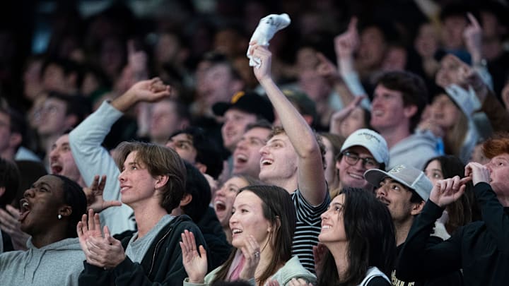 Vanderbilt Commodores fans cheer on their team against the Kentucky Wildcats during their game at Memorial Gym in Nashville, Tenn., Saturday, Jan. 25, 2025.