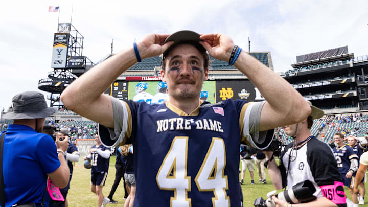 Notre Dame Fighting Irish LAX player walks off the field