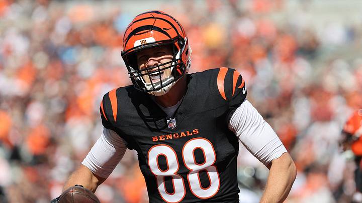 Oct 4, 2026; Cincinnati, Ohio, USA; Cincinnati Bengals tight end Mike Gesicki (88) reacts after scoring a touchdown during the third quarter against the Jacksonville Jaguars at Paycor Stadium. Mandatory Credit: Joseph Maiorana-Imagn Images Oct 4, 2026; Cincinnati, Ohio, USA; Cincinnati Bengals tight end Mike Gesicki (88) reacts after scoring a touchdown during the third quarter against the Jacksonville Jaguars at Paycor Stadium. Mandatory Credit: Joseph Maiorana-Imagn Images