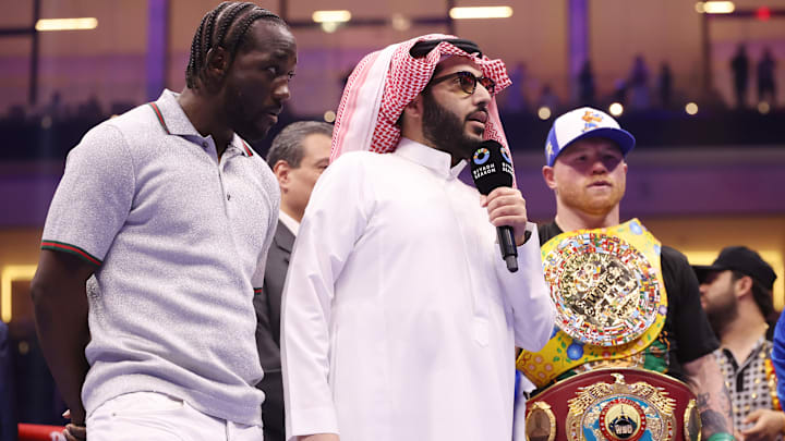 Terence Crawford y Saúl "Canelo" Álvarez en la presentación oficial de su pelea