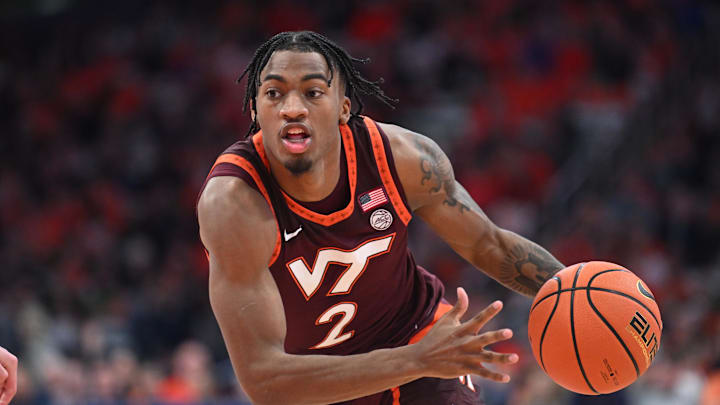 Feb 27, 2024; Syracuse, New York, USA; Virginia Tech Hokies guard MJ Collins (2) handles the ball