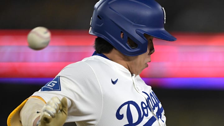 May 16, 2025; Los Angeles, California, USA; Los Angeles Dodgers second baseman Hyeseong Kim (6) beats out an infield hit in the fourth inning against the Los Angeles Angels at Dodger Stadium. Mandatory Credit: Jayne Kamin-Oncea-Imagn Images May 16, 2025; Los Angeles, California, USA; Los Angeles Dodgers second baseman Hyeseong Kim (6) beats out an infield hit in the fourth inning against the Los Angeles Angels at Dodger Stadium. Mandatory Credit: Jayne Kamin-Oncea-Imagn Images