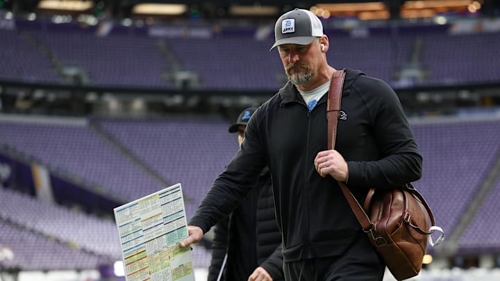 Dec 25, 2025; Minneapolis, Minnesota, USA; Detroit Lions head coach Dan Campbell arrives before the game against the Minnesota Vikings at U.S. Bank Stadium. Mandatory Credit: Matt Krohn-Imagn Images Dec 25, 2025; Minneapolis, Minnesota, USA; Detroit Lions head coach Dan Campbell arrives before the game against the Minnesota Vikings at U.S. Bank Stadium. Mandatory Credit: Matt Krohn-Imagn Images