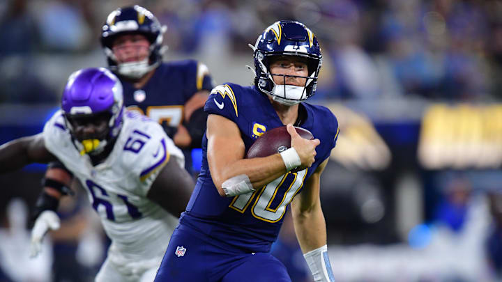 Justin Herbert threw for 227 yards and three touchdowns in the Chargers’ comfortable win over the Vikings on Thursday.