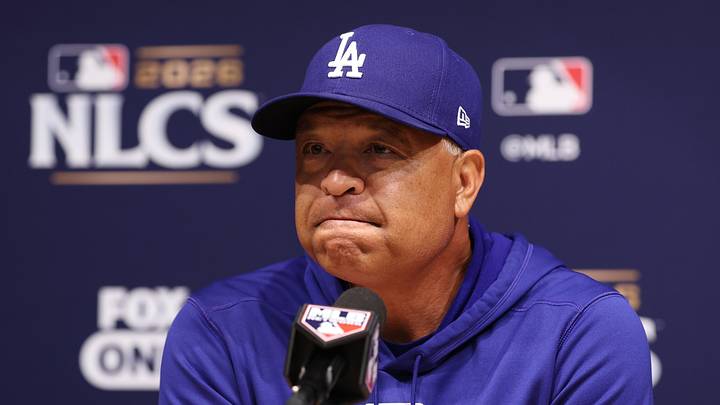 Oct 15, 2026; Los Angeles, California, USA;  Los Angeles Dodgers manager Dave Roberts speaks in a press conference before game four of the NLCS for the 2026 MLB Playoffs against the Milwaukee Brewers at Uniqlo Field at Dodger Stadium.  Mandatory Credit: Kiyoshi Mio-Imagn Images