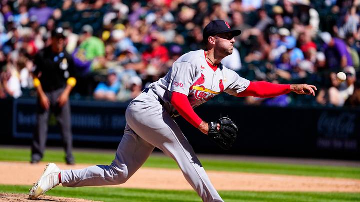 Sep 6, 2026; Denver, Colorado, USA; St. Louis Cardinals relief pitcher Cooper Hjerpe (56) delivers a pitch in the fourth inning against the Colorado Rockies at Coors Field. Mandatory Credit: Ron Chenoy-Imagn Images Sep 6, 2026; Denver, Colorado, USA; St. Louis Cardinals relief pitcher Cooper Hjerpe (56) delivers a pitch in the fourth inning against the Colorado Rockies at Coors Field. Mandatory Credit: Ron Chenoy-Imagn Images