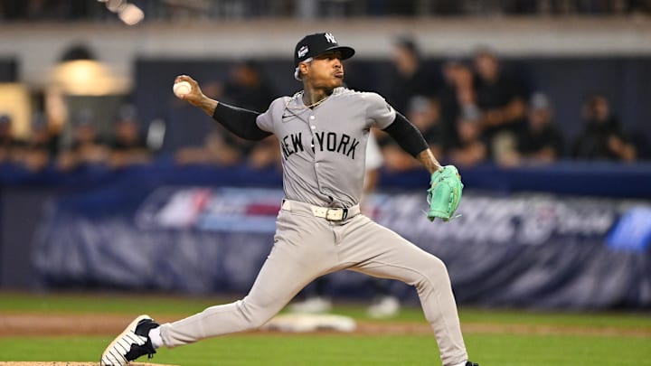 New York Yankees starting pitcher Marcus Stroman (0) throws a pitch against the Detroit Tigers in the fifth inning at BB&T Ballpark at Historic Bowman Field on Aug 18. New York Yankees starting pitcher Marcus Stroman (0) throws a pitch against the Detroit Tigers in the fifth inning at BB&T Ballpark at Historic Bowman Field on Aug 18.