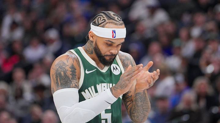 Milwaukee Bucks guard Gary Trent Jr. (5) celebrates a basket against the Minnesota Timberwolves in the fourth quarter at Target Center on February 12, 2025.