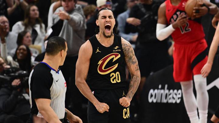 May 3, 2026; Cleveland, Ohio, USA; Cleveland Cavaliers guard Jaylon Tyson (20) reacts after a play against the Toronto Raptors during the first half of game seven in the first round of the 2026 NBA Playoffs at Rocket Arena. Mandatory Credit: Ken Blaze-Imagn Images May 3, 2026; Cleveland, Ohio, USA; Cleveland Cavaliers guard Jaylon Tyson (20) reacts after a play against the Toronto Raptors during the first half of game seven in the first round of the 2026 NBA Playoffs at Rocket Arena. Mandatory Credit: Ken Blaze-Imagn Images