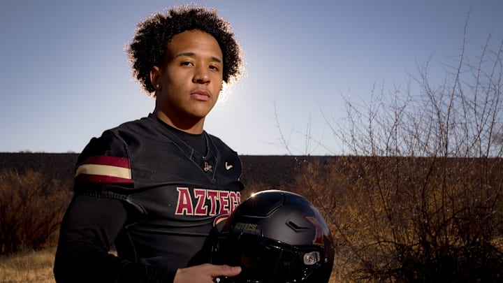Football Offensive Player of the Year El Dorado’s Ryan Estrada stands for a portrait on Saturday, Jan. 11, 2025, at the Don Haskins Recreation Center in West El Paso, Texas.