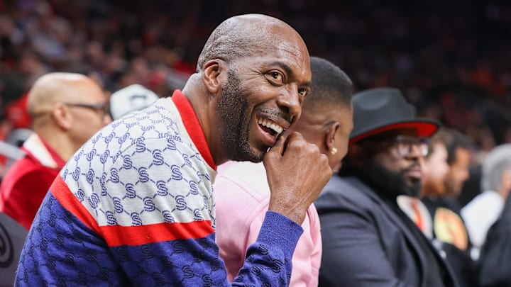 Apr 5, 2023; Atlanta, Georgia, USA; Former NBA player John Salley watches a game between the Washington Wizards and Atlanta Hawks in the first half at State Farm Arena. Mandatory Credit: Brett Davis-Imagn Images
Apr 5, 2023; Atlanta, Georgia, USA; Former NBA player John Salley watches a game between the Washington Wizards and Atlanta Hawks in the first half at State Farm Arena. Mandatory Credit: Brett Davis-Imagn Images