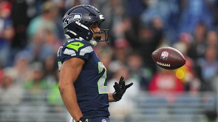 Zach Charbonnet of the Seattle Seahawks Zach Charbonnet of the Seattle Seahawks