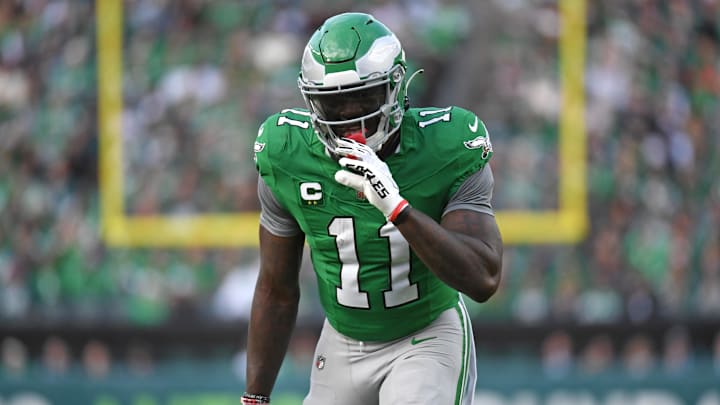 Dec 29, 2024; Philadelphia, Pennsylvania, USA; Philadelphia Eagles wide receiver A.J. Brown (11) against the Dallas Cowboys at Lincoln Financial Field. Dec 29, 2024; Philadelphia, Pennsylvania, USA; Philadelphia Eagles wide receiver A.J. Brown (11) against the Dallas Cowboys at Lincoln Financial Field.