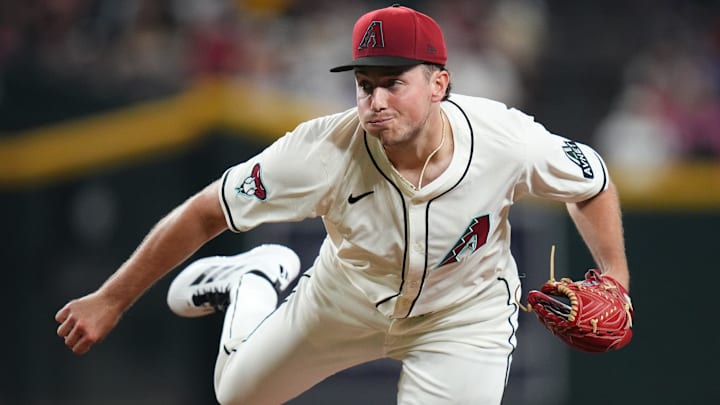Arizona Diamondbacks right-hander Brandon Pfaadt (32) pitches against the Miami Marlins at Chase Field in Phoenix, on June 28, 2025. Arizona Diamondbacks right-hander Brandon Pfaadt (32) pitches against the Miami Marlins at Chase Field in Phoenix, on June 28, 2025.