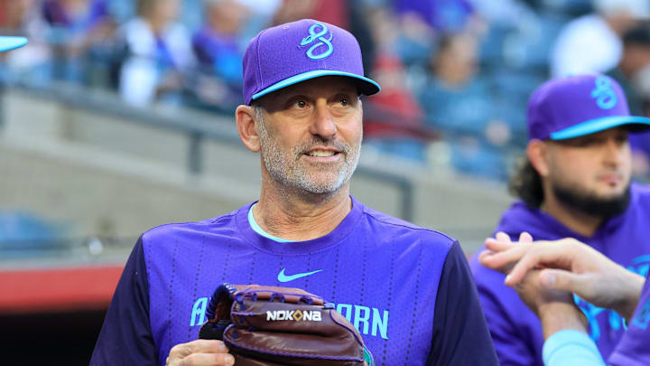 May 8, 2026; Phoenix, Arizona, USA; Arizona Diamondbacks manager Torey Lovullo against the New York Mets at Chase Field. Mandatory Credit: Mark J. Rebilas-Imagn Images