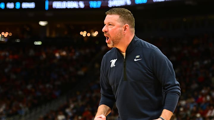 Mississippi Rebels head coach Chris Beard during the first half of a first round NCAA men’s tournament game