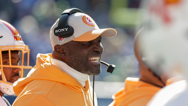 Tampa Bay Buccaneers head coach Todd Bowles on the sidelines during the first half of a game against the Seattle Seahawks.