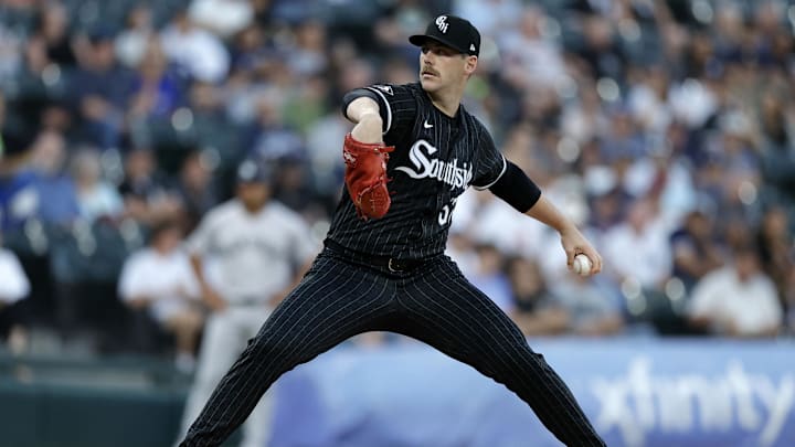 Aug 12, 2024; Chicago, Illinois, USA; Chicago White Sox pitcher Ky Bush (57) throws a pitch during the first inning against the New York Yankees at Guaranteed Rate Field. Mandatory Credit: Kamil Krzaczynski-Imagn Images Aug 12, 2024; Chicago, Illinois, USA; Chicago White Sox pitcher Ky Bush (57) throws a pitch during the first inning against the New York Yankees at Guaranteed Rate Field. Mandatory Credit: Kamil Krzaczynski-Imagn Images
