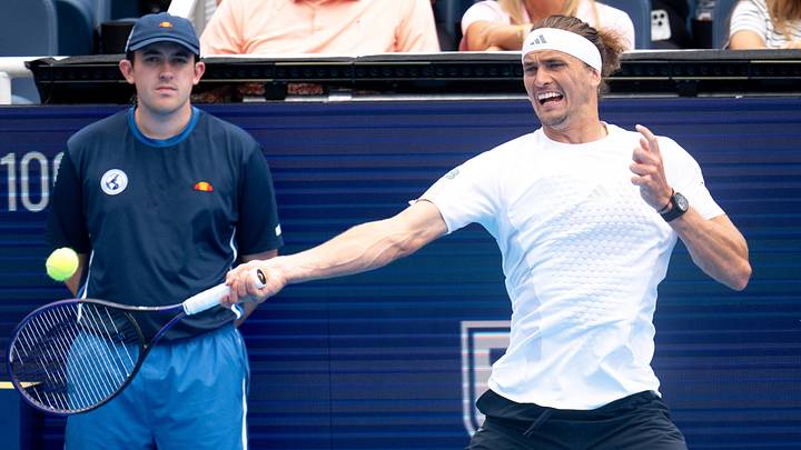 Alexander Zverev, returns at the Cincinnati Open at the Lindner Family Tennis Center in Mason, Ohio, on Wednesday, August 19, 2026. Alexander Zverev, returns at the Cincinnati Open at the Lindner Family Tennis Center in Mason, Ohio, on Wednesday, August 19, 2026.