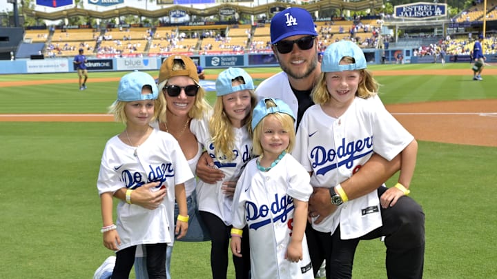 Sep 3, 2023; Los Angeles, California, USA; Los Angeles Rams quarterback Matthew Stafford (9) with his wife Kelly with their 4 daughters on the field prior to the game between the Los Angeles Dodgers and the Atlanta Braves at Dodger Stadium. Stafford was at the game on Rams day. Mandatory Credit: Jayne Kamin-Oncea-Imagn Images Sep 3, 2023; Los Angeles, California, USA; Los Angeles Rams quarterback Matthew Stafford (9) with his wife Kelly with their 4 daughters on the field prior to the game between the Los Angeles Dodgers and the Atlanta Braves at Dodger Stadium. Stafford was at the game on Rams day. Mandatory Credit: Jayne Kamin-Oncea-Imagn Images
