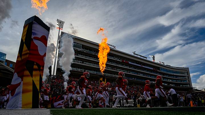 Oct 11, 2025; College Park, Maryland, USA; Maryland Terrapins team takes the field before the game against the Nebraska Cornhuskers at SECU Stadium. Mandatory Credit: Tommy Gilligan-Imagn Images Oct 11, 2025; College Park, Maryland, USA; Maryland Terrapins team takes the field before the game against the Nebraska Cornhuskers at SECU Stadium. Mandatory Credit: Tommy Gilligan-Imagn Images