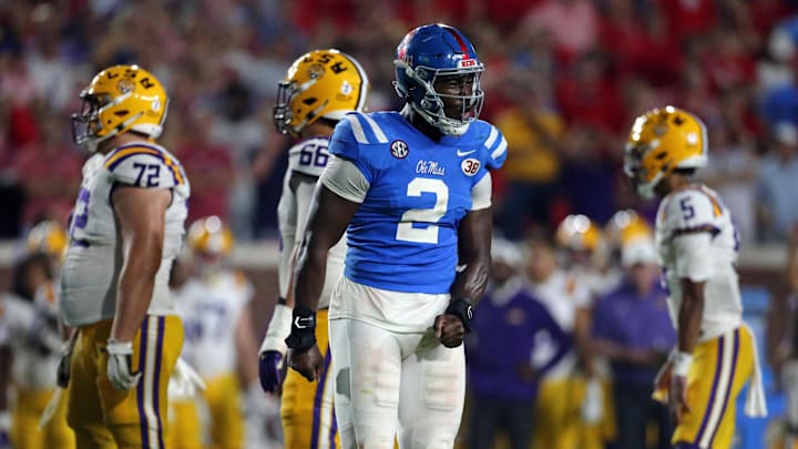 Sep 30, 2023; Oxford, Mississippi, USA; Mississippi Rebels defensive linemen Cedric Johnson (2)