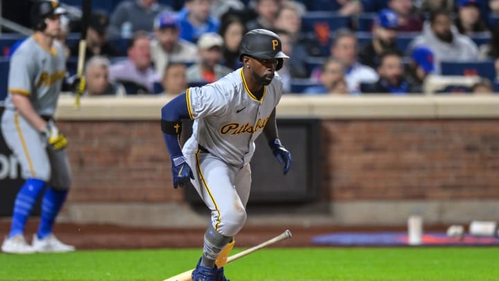 Apr 15, 2024; New York City, New York, USA; Pittsburgh Pirates designated hitter Andrew McCutchen