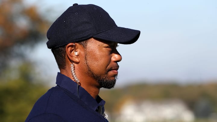 Tiger Woods, pictured at the 2016 Ryder Cup at Hazeltine, will surely be considered for the 2027 captaincy.