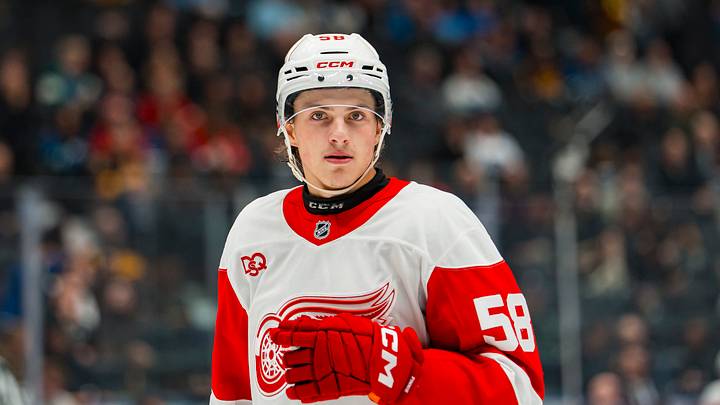 Detroit Red Wings forward Emmitt Finnie Mandatory Credit: Bob Frid-Imagn Images