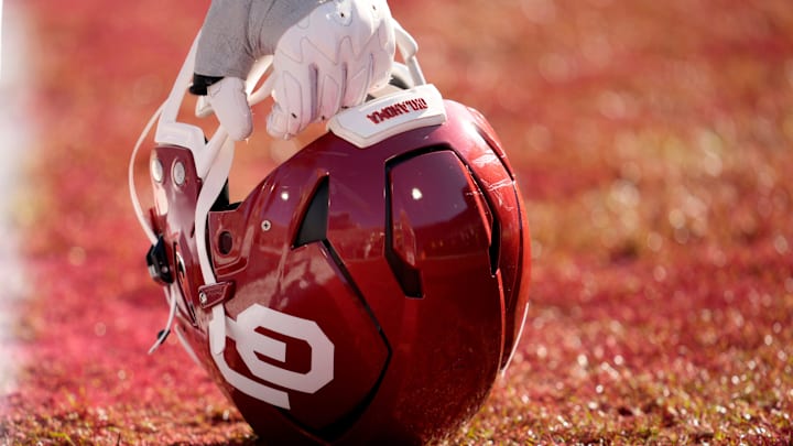 An Oklahoma helmet is pictured before a college football game between the University of Oklahoma Sooners (OU) and the LSU Tigers An Oklahoma helmet is pictured before a college football game between the University of Oklahoma Sooners (OU) and the LSU Tigers