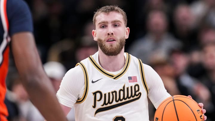 Purdue Boilermakers guard Braden Smith (3) brings the ball up the court. Purdue Boilermakers guard Braden Smith (3) brings the ball up the court.