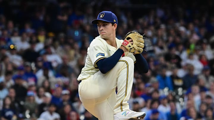 Milwaukee Brewers starting pitcher Robert Gasser (54) throws a pitch in the first inning against the Chicago Cubs at American Family Field on May 27. Milwaukee Brewers starting pitcher Robert Gasser (54) throws a pitch in the first inning against the Chicago Cubs at American Family Field on May 27.